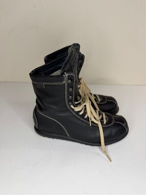 Camper Ankle Boots Lace Up Women’s Size 36 US 5 Black Leather Made In Spain